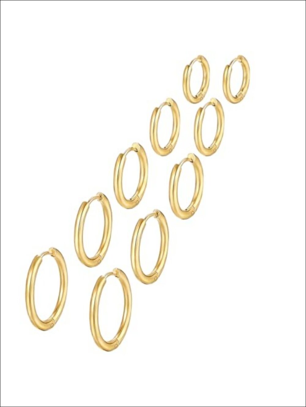 14K Gold Plated Huggie Hoop Earrings Set Small 5 Pair Stainless Steel